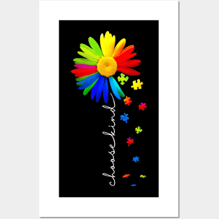 choose kind Autism awareness daisy flower shirt, warrior Posters and Art